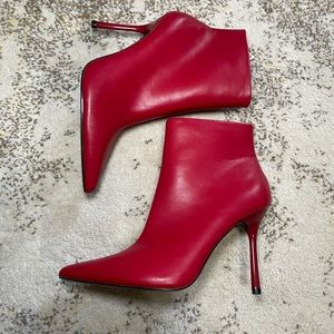 Red Zara Heeled Leather Boots
